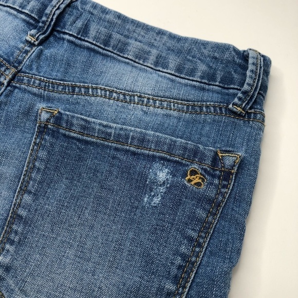 JESSICA Simpson Uptown Highrise Washed Blue Floral Embroidered Denim Jean Shorts - Picture 7 of 16
